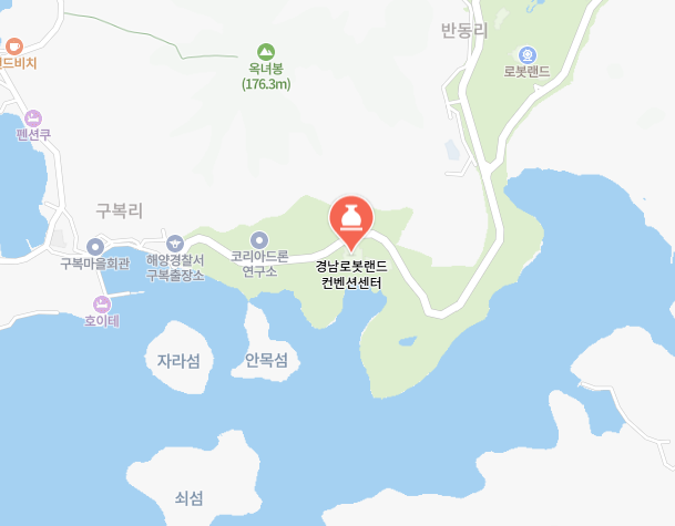 경남로봇랜드 컨벤션센터와 구복리, 해양경찰서 구복출장소, 코리아드론연구소 주변 위치 지도
